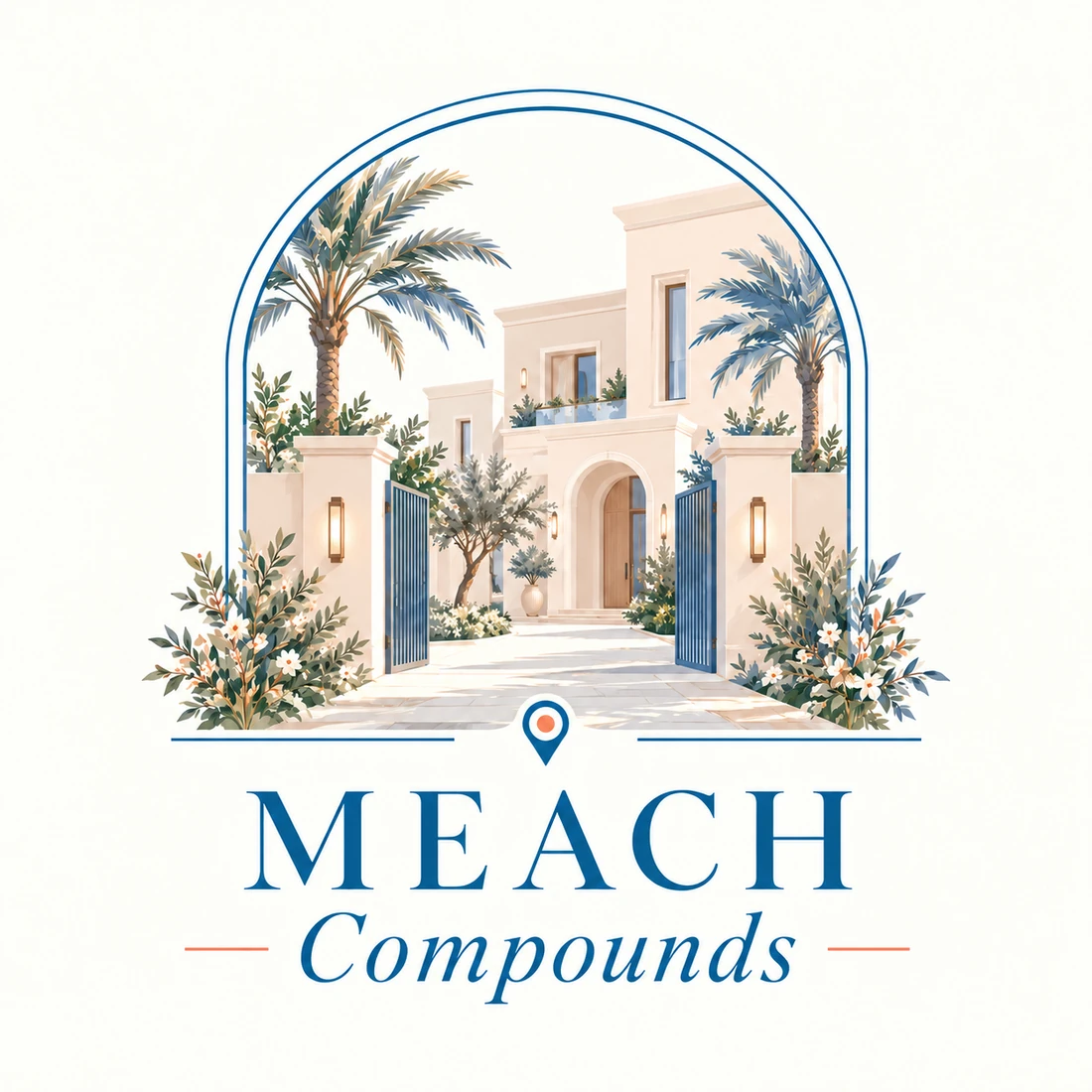 MEACH Compounds — illustrated villa and blue entrance gates